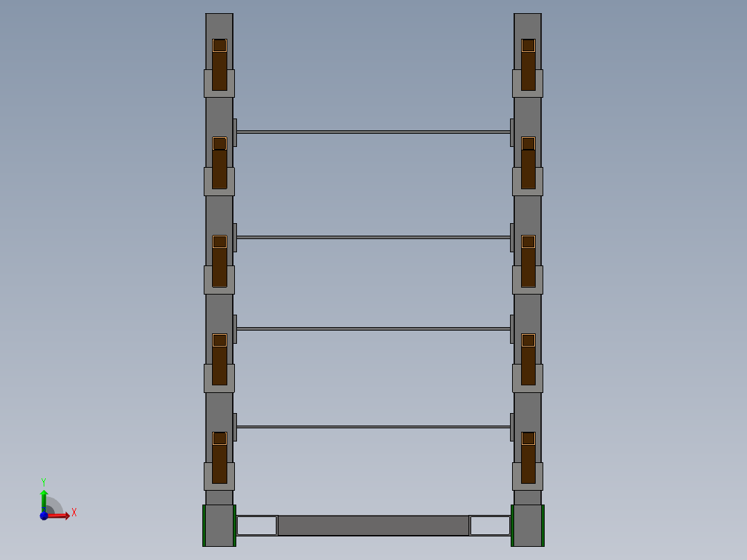 货架、多头悬臂货架前视图