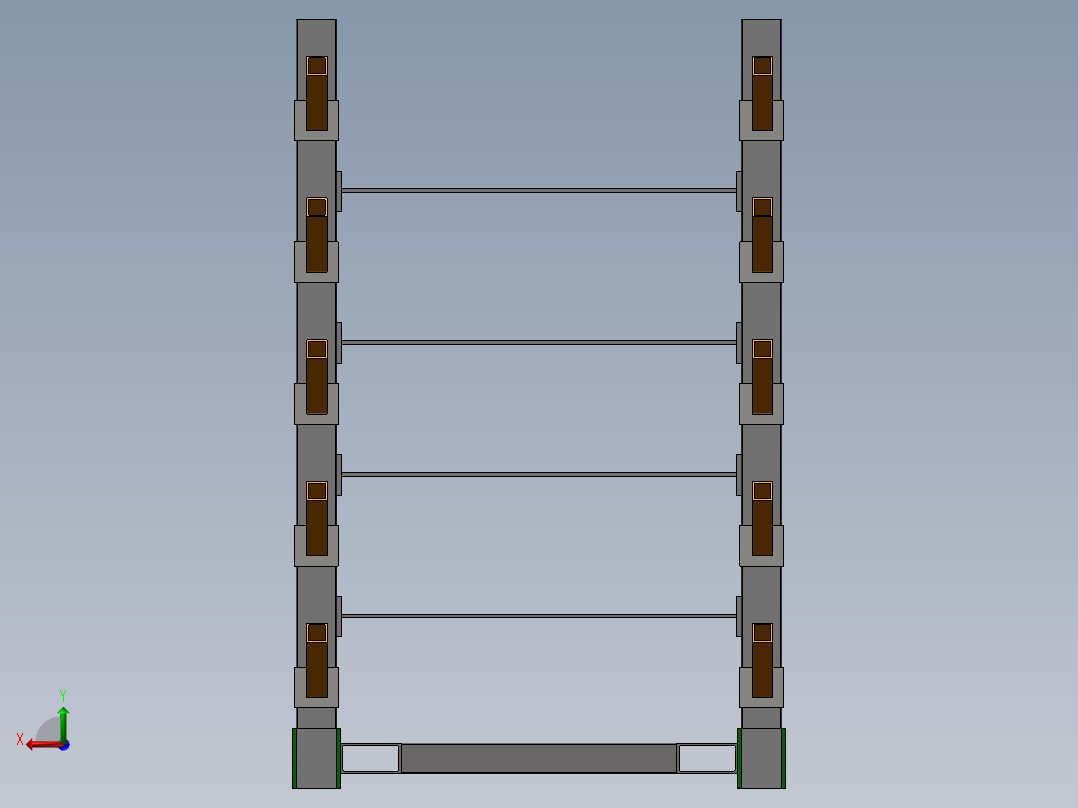 货架、多头悬臂货架后视图