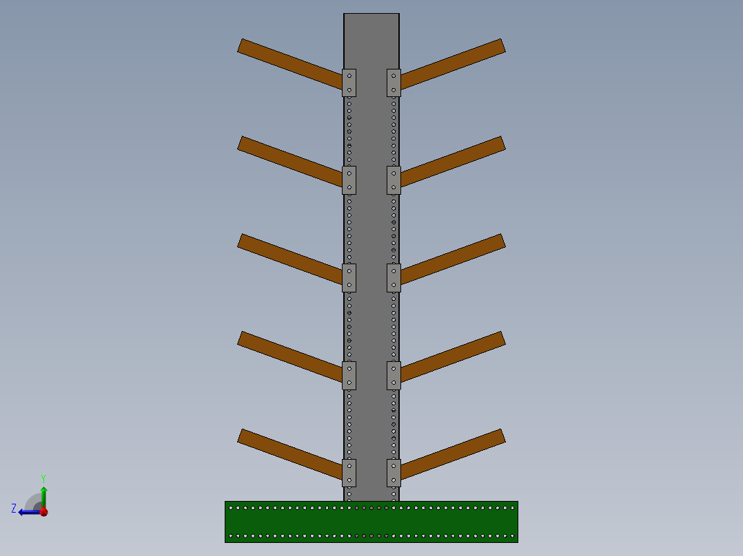 货架、多头悬臂货架右视图
