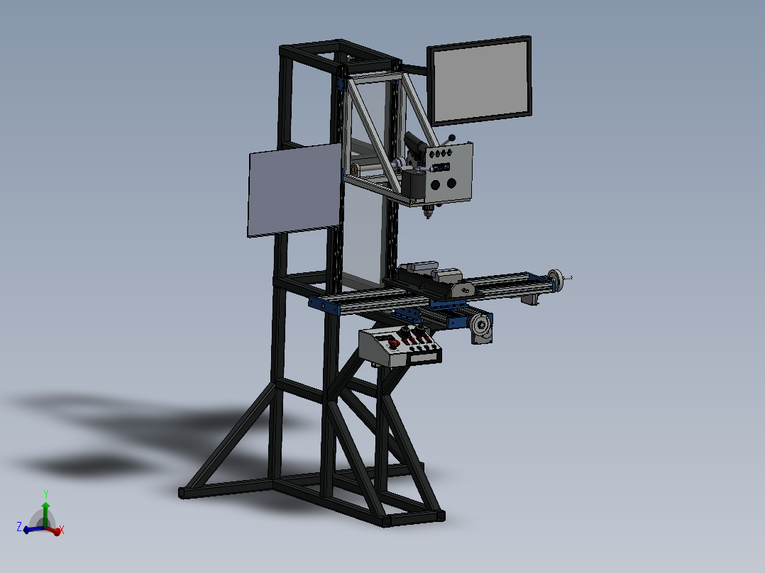 数控机床、非标自动化钻铣一体机床3D模型 Solidworks设计