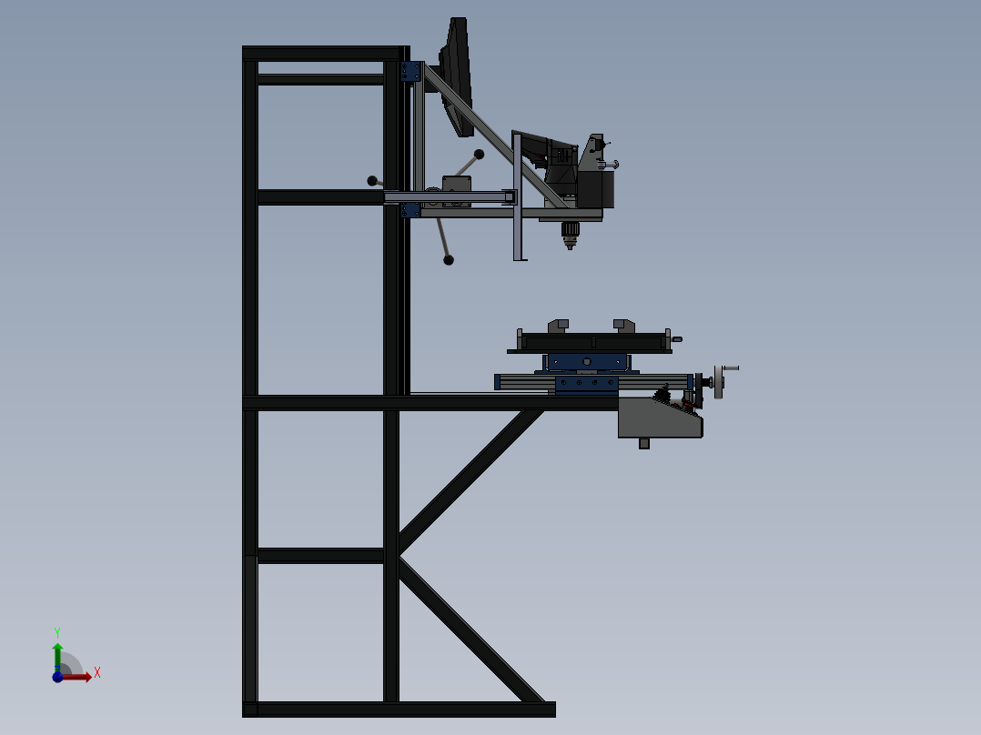 数控机床、非标自动化钻铣一体机床3D模型 Solidworks设计前视图