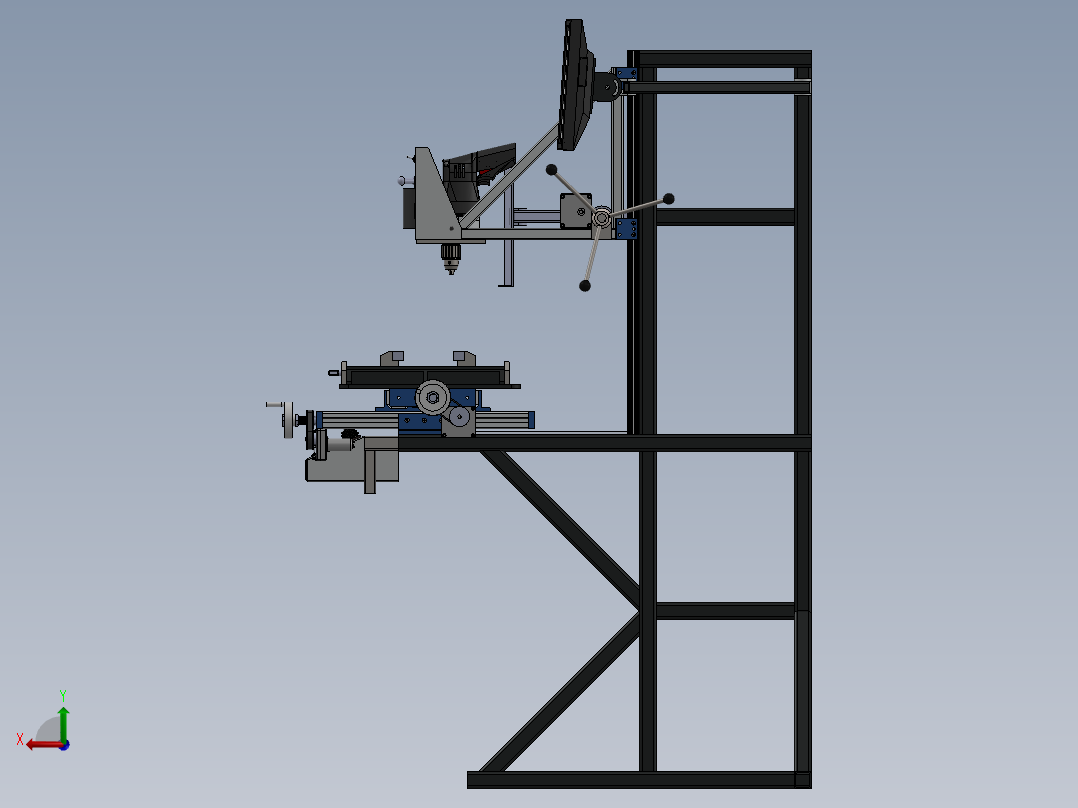 数控机床、非标自动化钻铣一体机床3D模型 Solidworks设计后视图