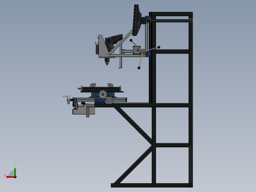 数控机床、非标自动化钻铣一体机床3D模型 Solidworks设计后视缩略图
