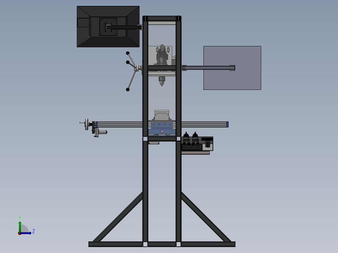 数控机床、非标自动化钻铣一体机床3D模型 Solidworks设计左视图