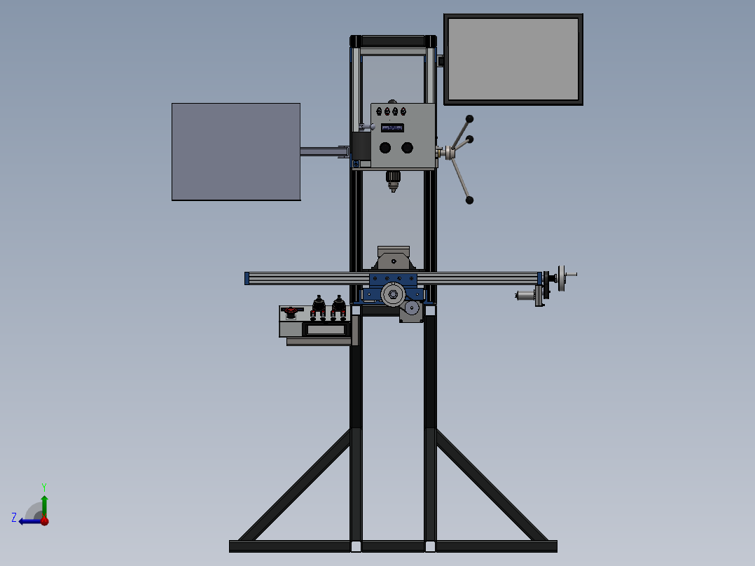 数控机床、非标自动化钻铣一体机床3D模型 Solidworks设计右视图