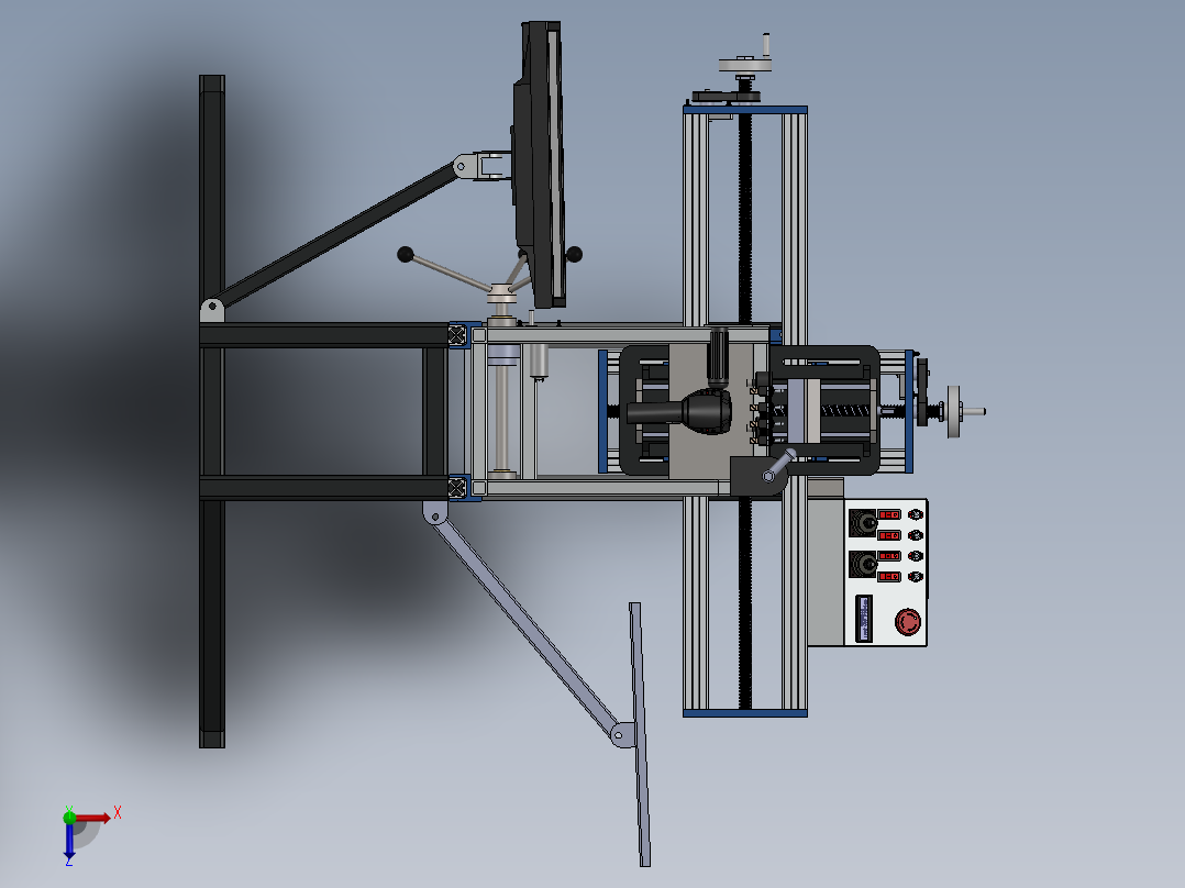 数控机床、非标自动化钻铣一体机床3D模型 Solidworks设计俯视图