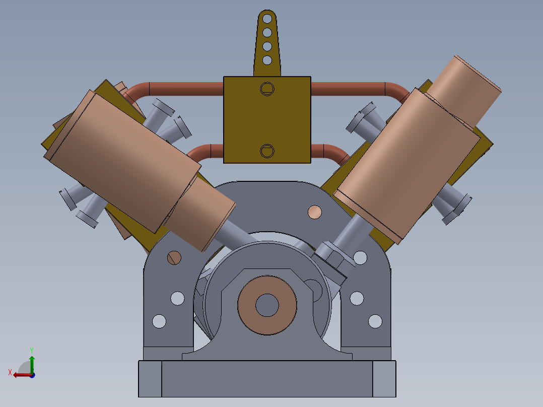 蒸汽机4-cylinder-v-shaped-oscillating-steam-eng-模型格式为 sw后视图