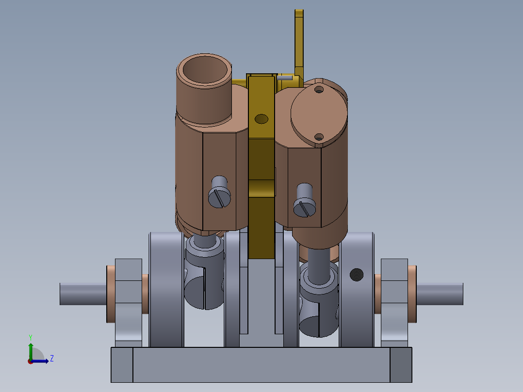 蒸汽机4-cylinder-v-shaped-oscillating-steam-eng-模型格式为 sw左视图