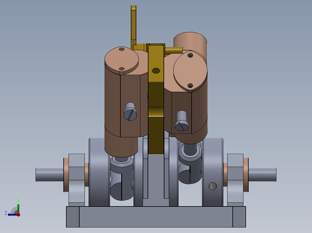 蒸汽机4-cylinder-v-shaped-oscillating-steam-eng-模型格式为 sw右视图