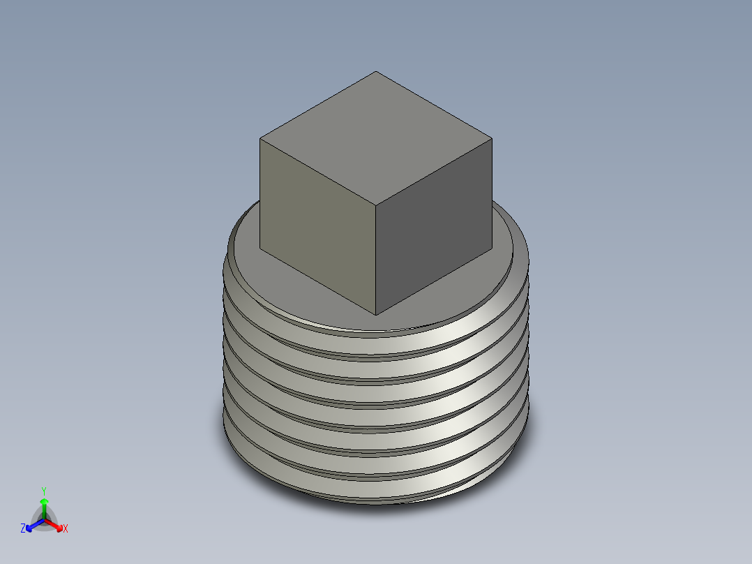 螺纹管四角塞头 DN15正等轴测图