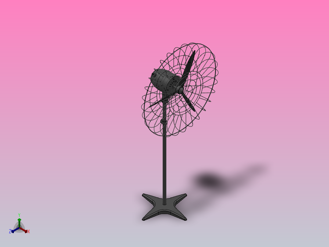 JF工业电风扇[750座地式]正等轴测图