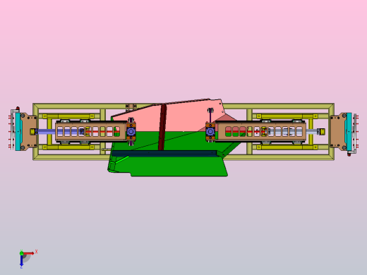 带有气动送料结构的焊接导电装置3D图纸 Solidworks设计俯视缩略图