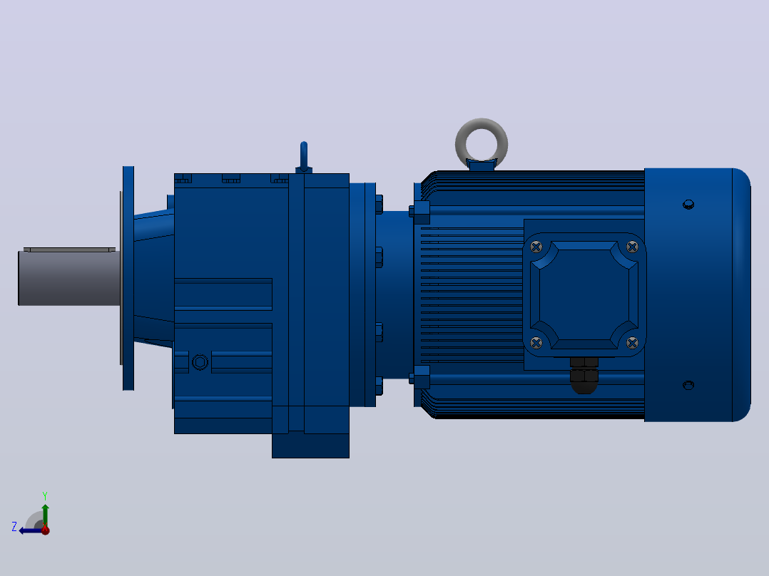 RF147法兰轴伸式安装斜齿轮减速机RF147-Y55-4P-250-M1-0°-Φ550右视图