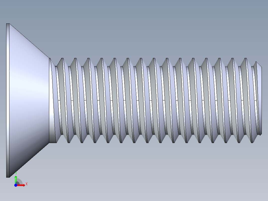 锥形内六角头螺钉-FHCS 0.500x 1.500前视图