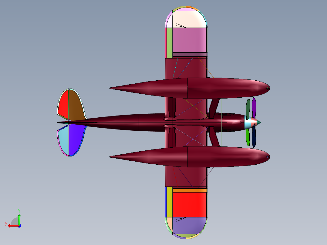 意大利螺旋桨水上飞机后视图