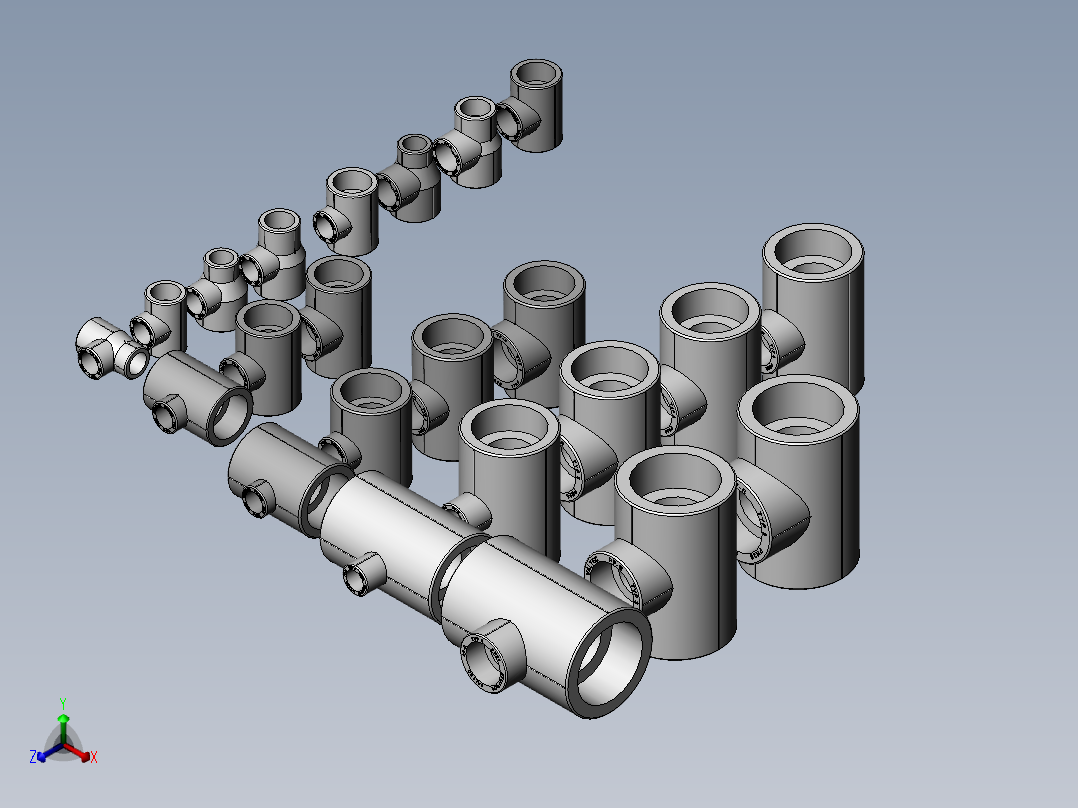 管道用聚丙烯三通正等轴测图