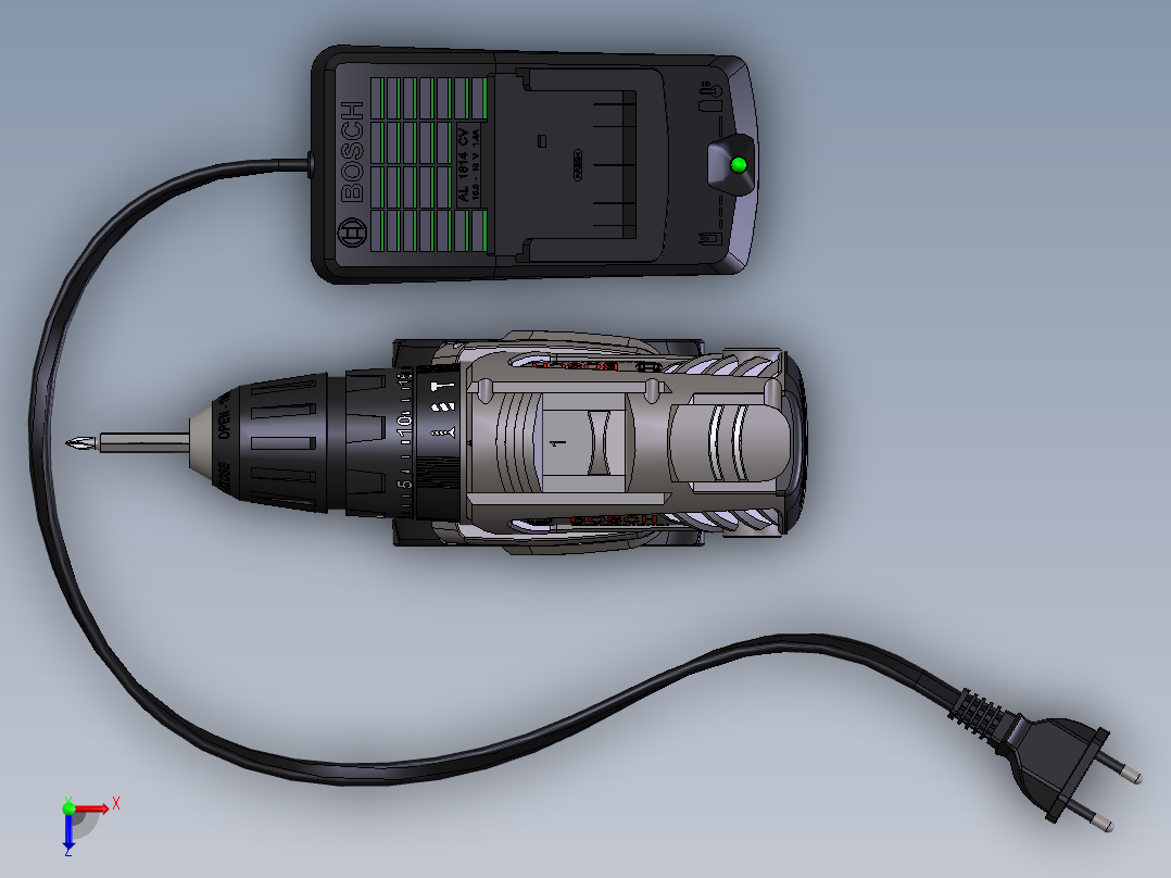 电钻螺丝刀俯视图