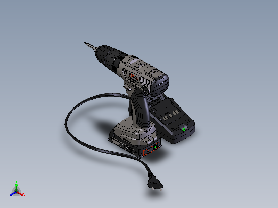 电钻螺丝刀正等轴测图