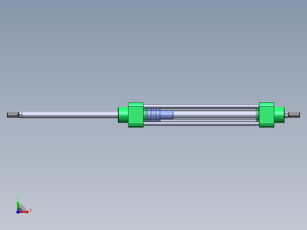 拉杆气动气缸（带双杆 - 双作用）32x12x180毫米前视图