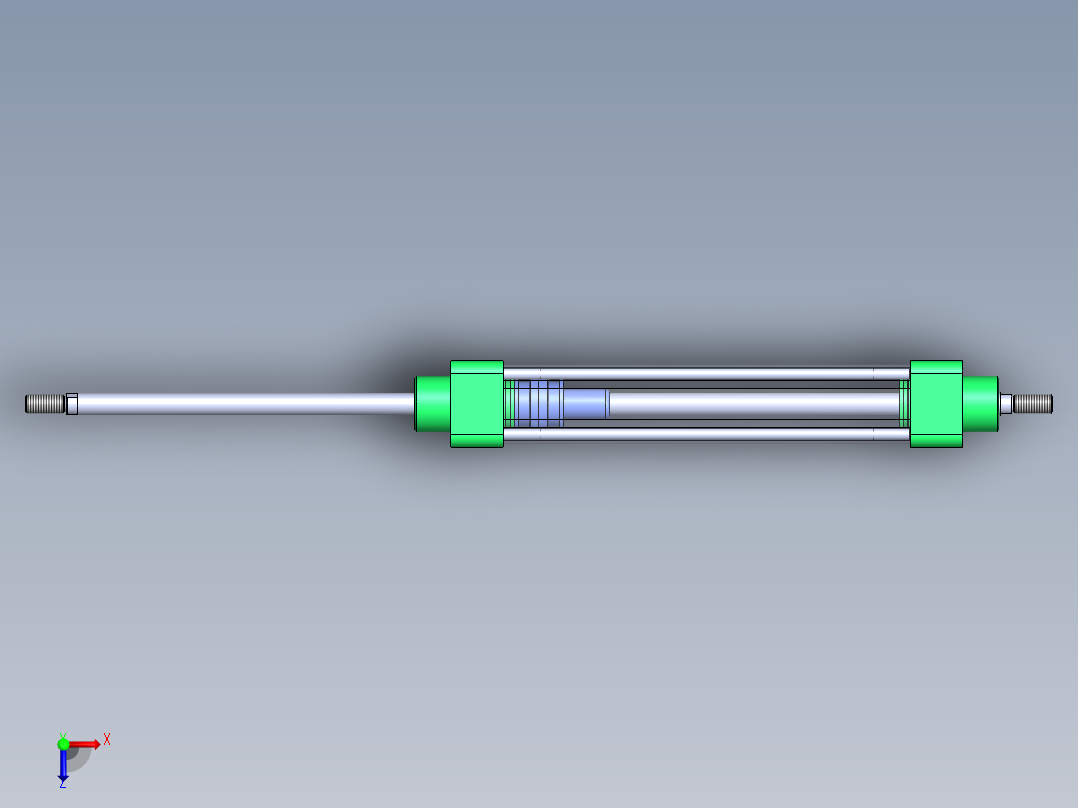 拉杆气动气缸（带双杆 - 双作用）32x12x180毫米俯视图