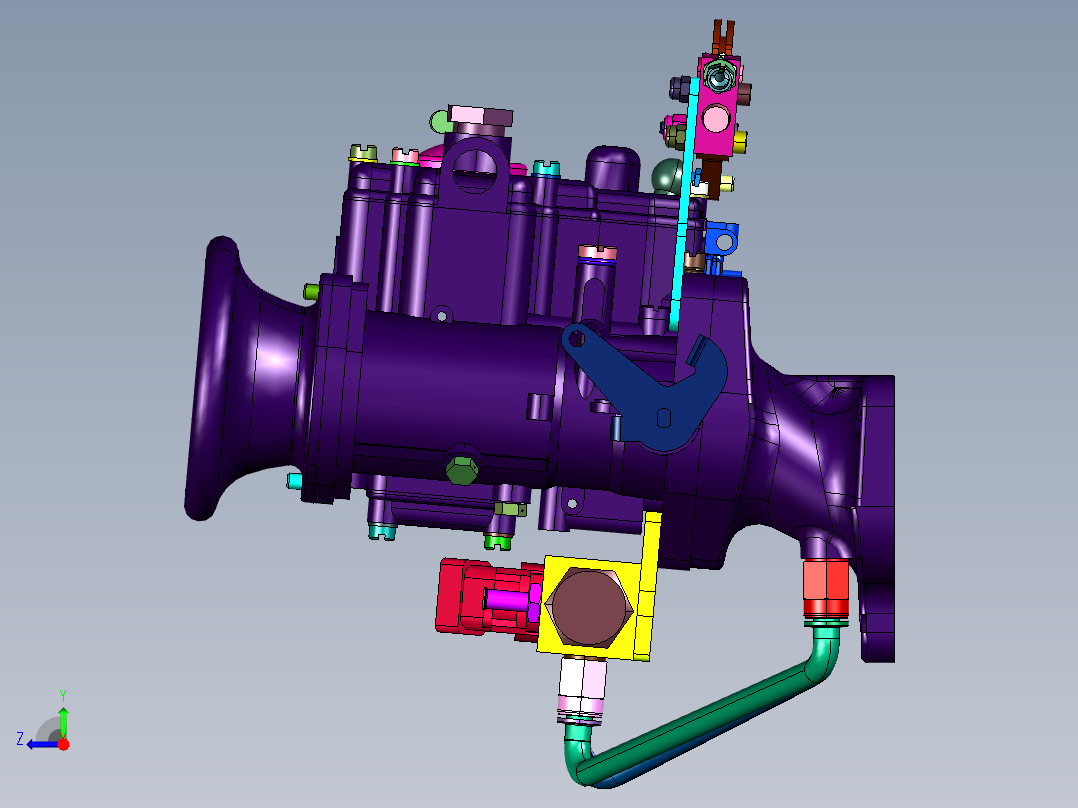 汽车发动机的进气歧管右视图