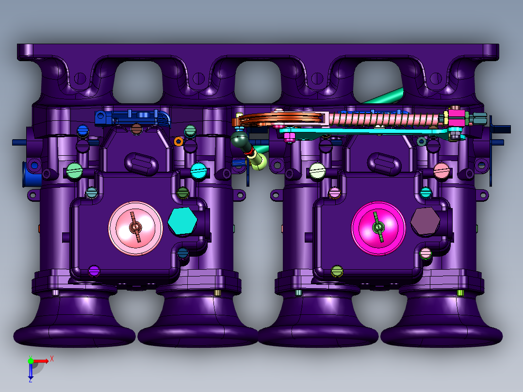 汽车发动机的进气歧管俯视图