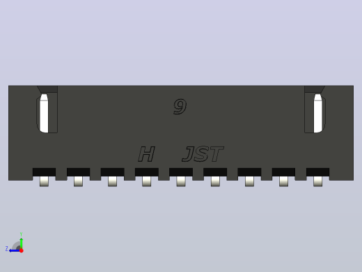 黑色JST XH 9针连接器P 2 54mm有角度右视缩略图