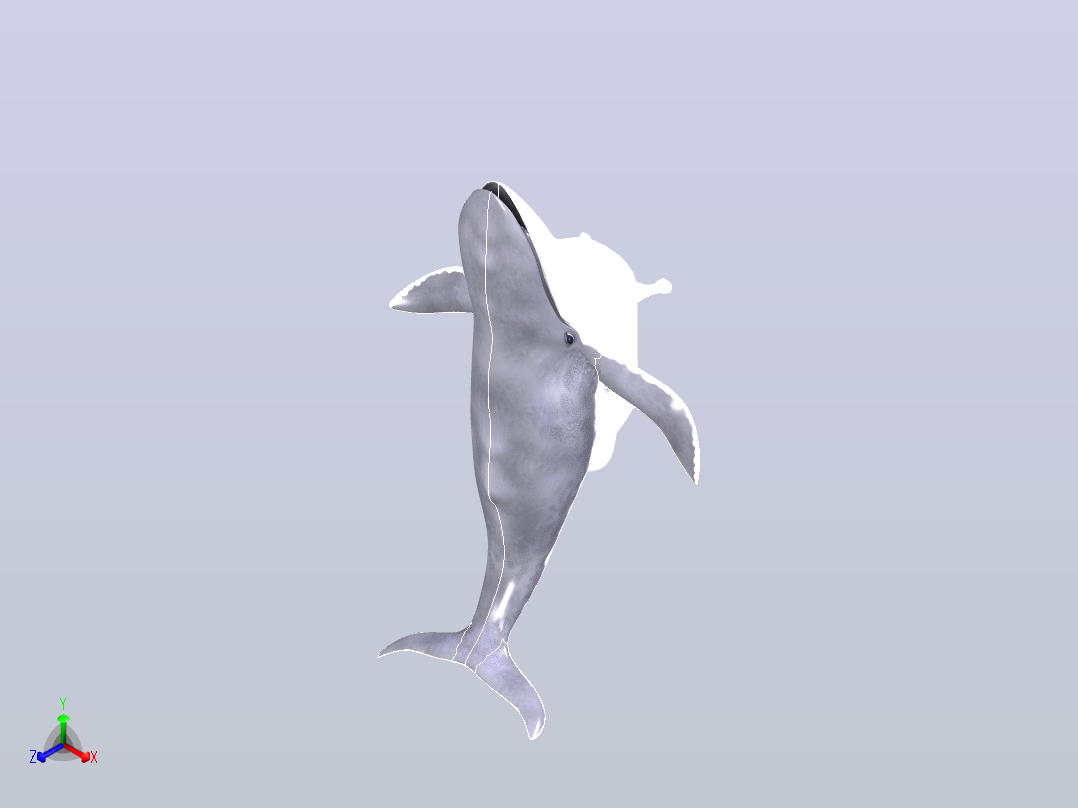 浴盆里的鲸鱼正等轴测图