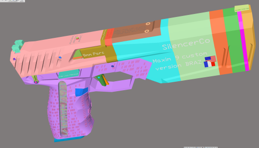 枪消声器Co Maxim 9定制版BRAZ 9mm Braziu 3D fusion360缩略图