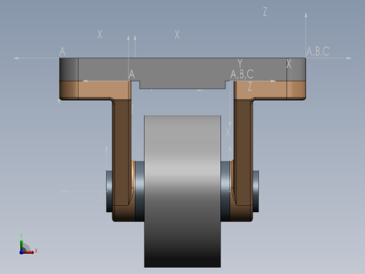 旋转脚轮组件（SolidWorks）前视缩略图
