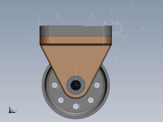 旋转脚轮组件（SolidWorks）左视缩略图