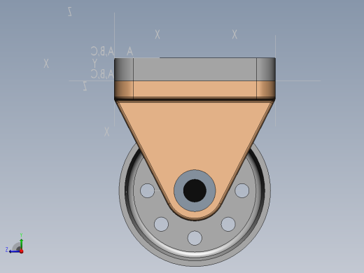 旋转脚轮组件（SolidWorks）右视缩略图