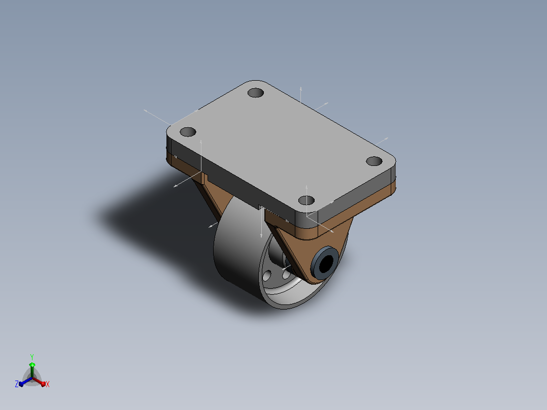 旋转脚轮组件（SolidWorks）正等轴测图