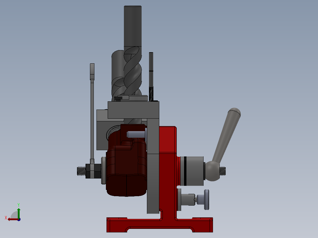 单杆双作用活塞式油缸，夹具后视图