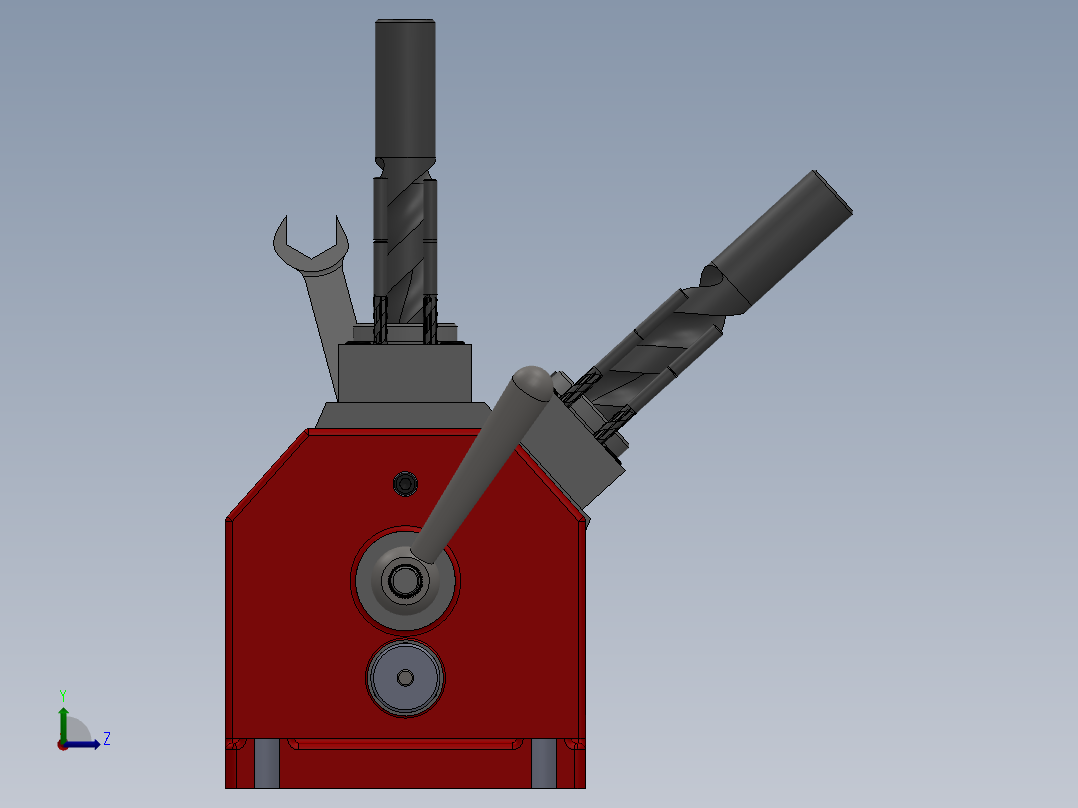 单杆双作用活塞式油缸，夹具左视图