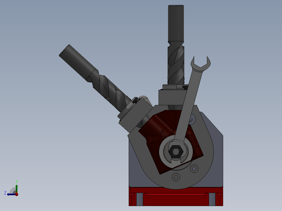 单杆双作用活塞式油缸，夹具右视图