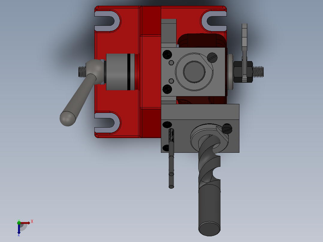 单杆双作用活塞式油缸，夹具俯视图