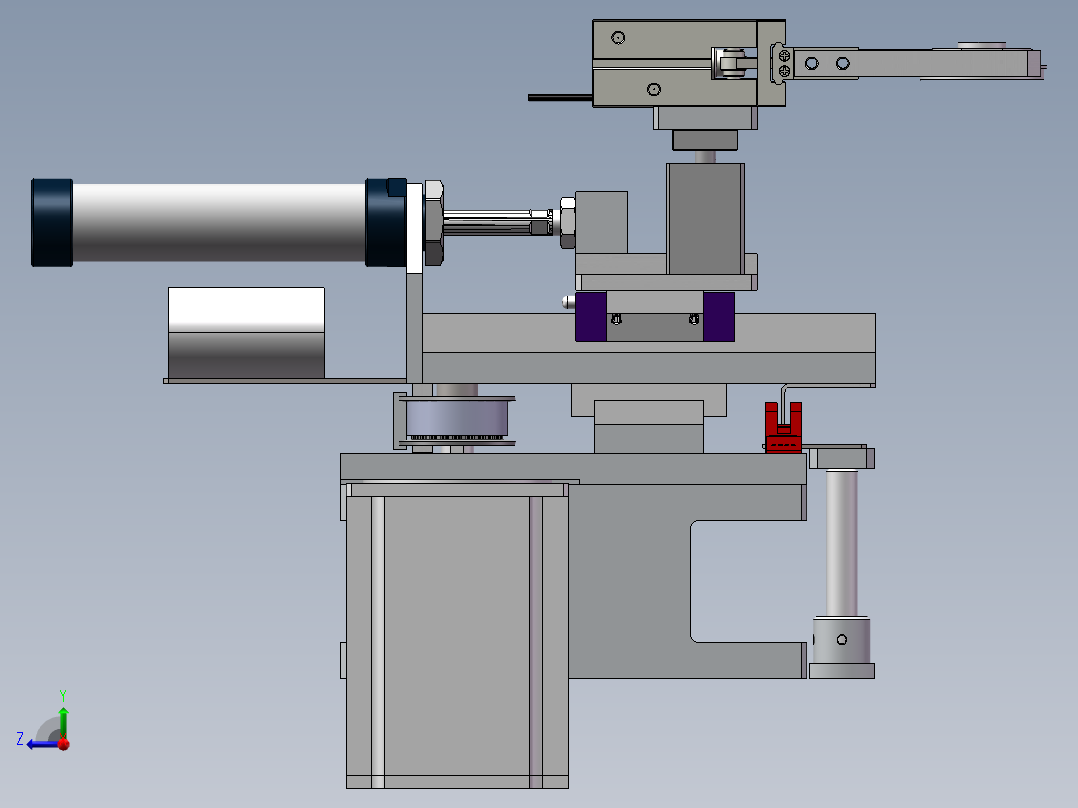 气缸夹取顶升旋转下料结构组合sw12可编辑右视图