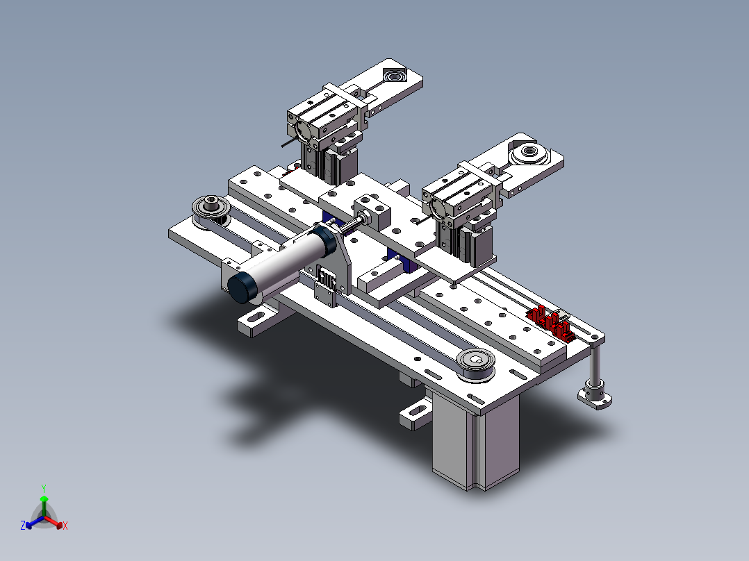 气缸夹取顶升旋转下料结构组合sw12可编辑正等轴测图