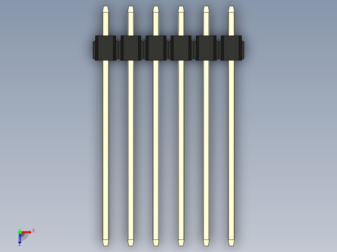彩色公头100mil（2.54mm）系列-DS1021_black_3x06p_100mil_Type19_rev1.0俯视图