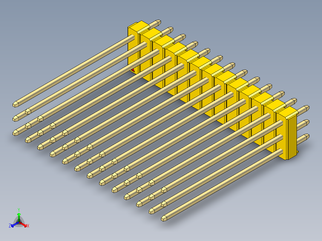 彩色公头100mil（2.54mm）系列-DS1021_yellow_3x13p_100mil_Type43_rev1.0主视图
