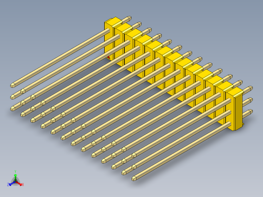 彩色公头100mil（2.54mm）系列-DS1021_yellow_3x13p_100mil_Type43_rev1.0