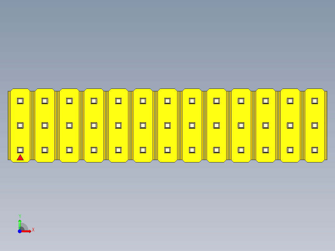 彩色公头100mil（2.54mm）系列-DS1021_yellow_3x13p_100mil_Type43_rev1.0前视图