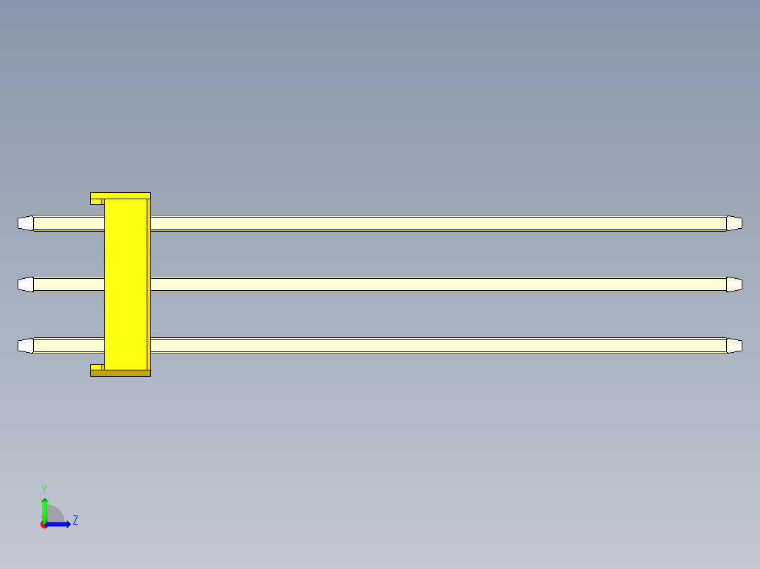 彩色公头100mil（2.54mm）系列-DS1021_yellow_3x13p_100mil_Type43_rev1.0左视图
