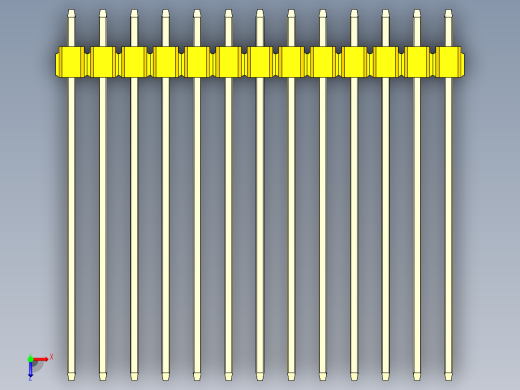 彩色公头100mil（2.54mm）系列-DS1021_yellow_3x13p_100mil_Type43_rev1.0俯视缩略图