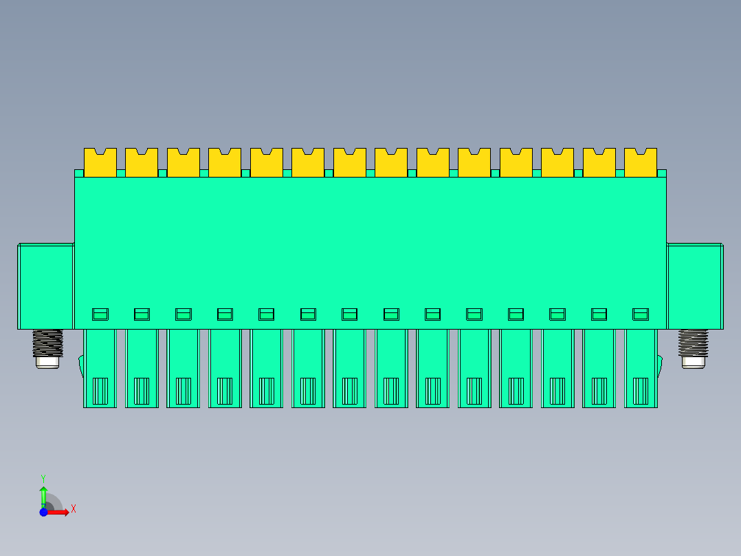 DEGSON 15EDG（公头） 3.5mm 螺钉锁紧，插拔式接线端子 FullPack-15EDGKNM-3.5-14P-14-00AH前视图