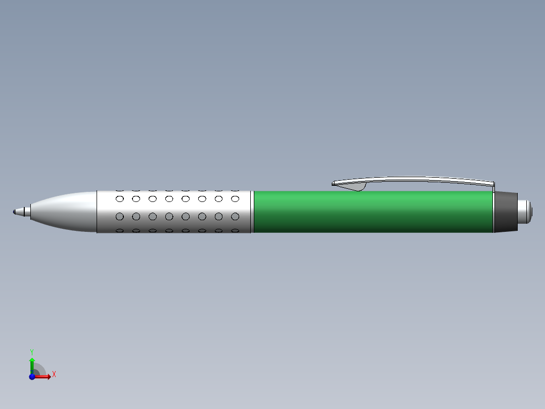 内部详解的圆珠笔设计模型三维SW前视图
