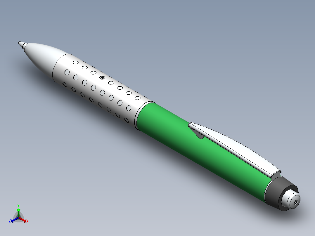 内部详解的圆珠笔设计模型三维SW正等轴测图
