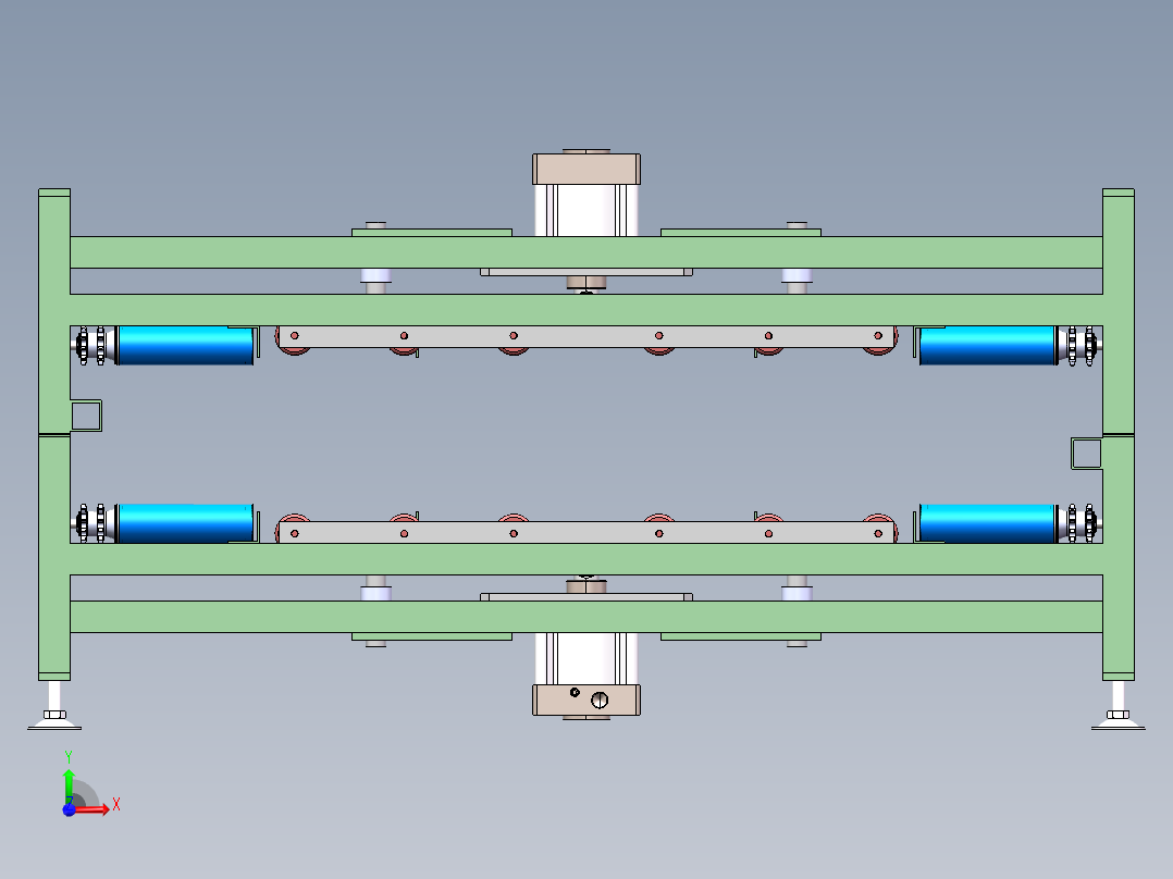 双层运动滚筒输送线sw17可编辑前视图