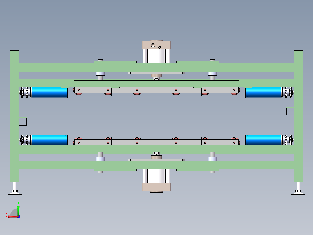 双层运动滚筒输送线sw17可编辑后视图